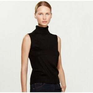B2 Cable & Gauge Sleeveless Turtleneck Sweater Womens Small Black Knit Layering